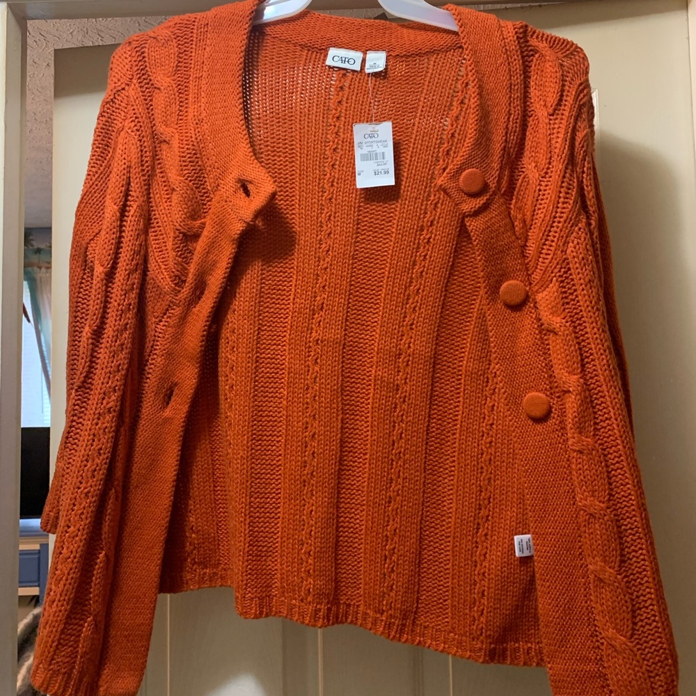 Orange button up Cardigan sweater